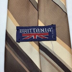 Brittania Men's Tie Brown Tan Striped WPL 2555